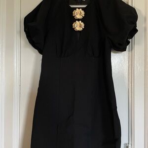 H&M Black Mini Dress with Gold Details